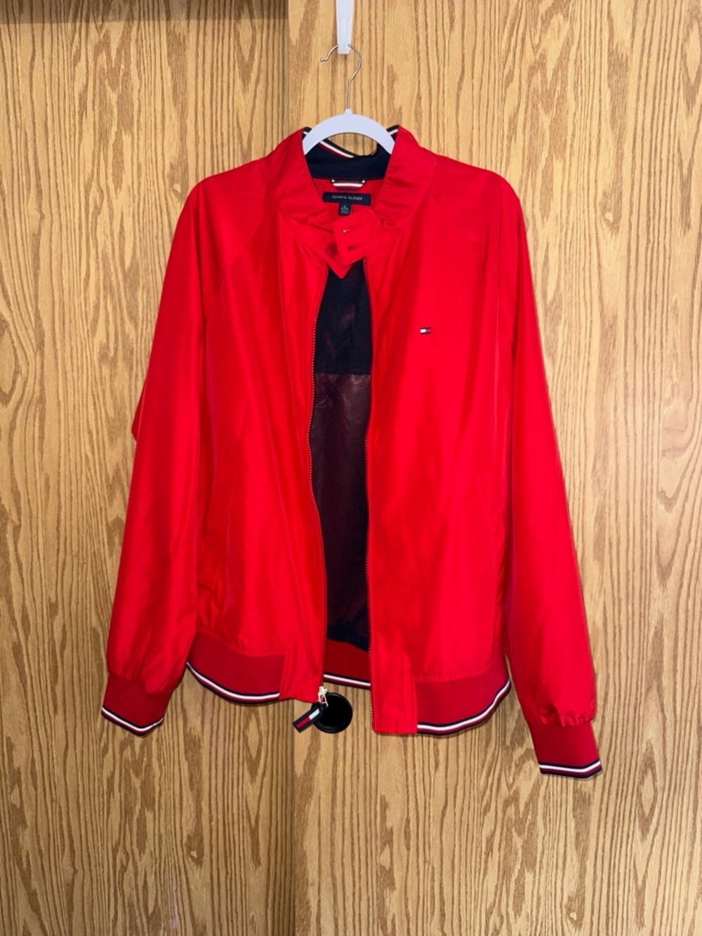Tommy Hilfiger Red Classic Bomber Jacket with Signature Trim